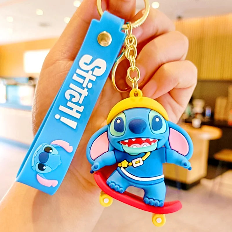 Wholesale Anime Disney Keychain Mickey Mouse Minnie Lilo & Stitch New Cartoon Keyring Key Chain Car Pendant Kids Toys Gifts