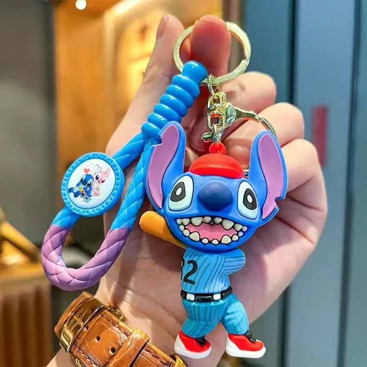 Wholesale Anime Disney Keychain Mickey Mouse Minnie Lilo & Stitch New Cartoon Keyring Key Chain Car Pendant Kids Toys Gifts