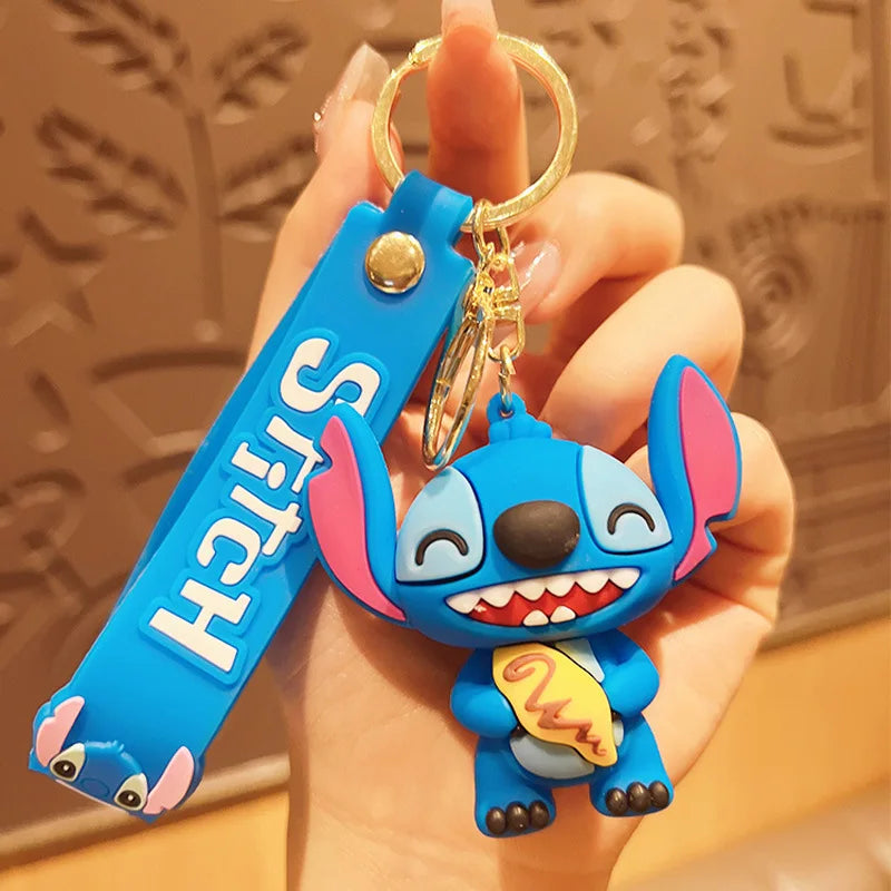 Wholesale Anime Disney Keychain Mickey Mouse Minnie Lilo & Stitch New Cartoon Keyring Key Chain Car Pendant Kids Toys Gifts