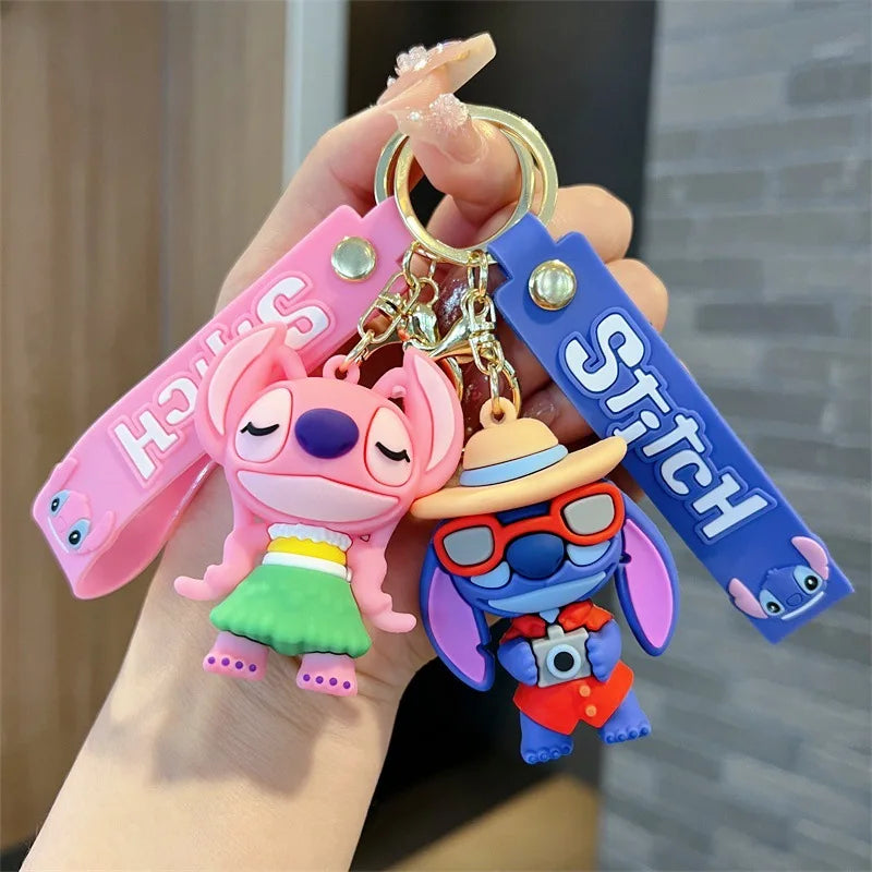 Wholesale Anime Disney Keychain Mickey Mouse Minnie Lilo & Stitch New Cartoon Keyring Key Chain Car Pendant Kids Toys Gifts