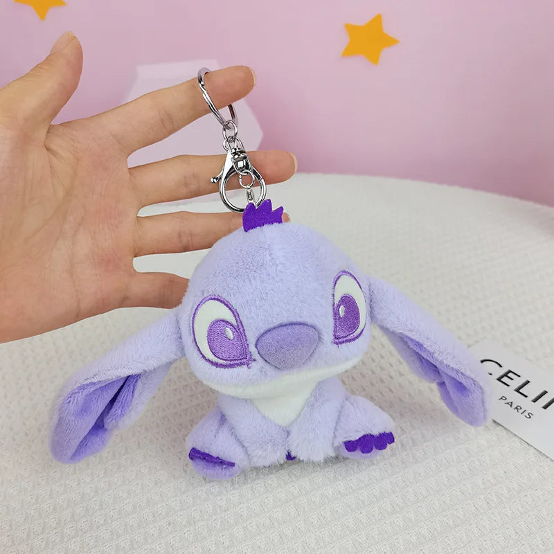12CM Disney Stitch Plush Keychain Kawaii Action Figures Cartoon Backpack Pendant Cute Doll Keyring Bag Car Pendant Stuffed Toys