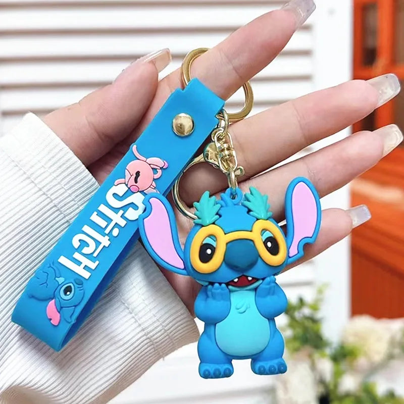 Wholesale Anime Disney Keychain Mickey Mouse Minnie Lilo & Stitch New Cartoon Keyring Key Chain Car Pendant Kids Toys Gifts