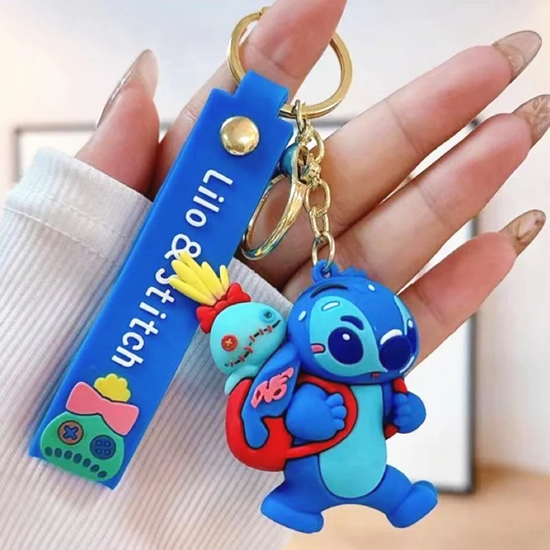 Wholesale Anime Disney Keychain Mickey Mouse Minnie Lilo & Stitch New Cartoon Keyring Key Chain Car Pendant Kids Toys Gifts