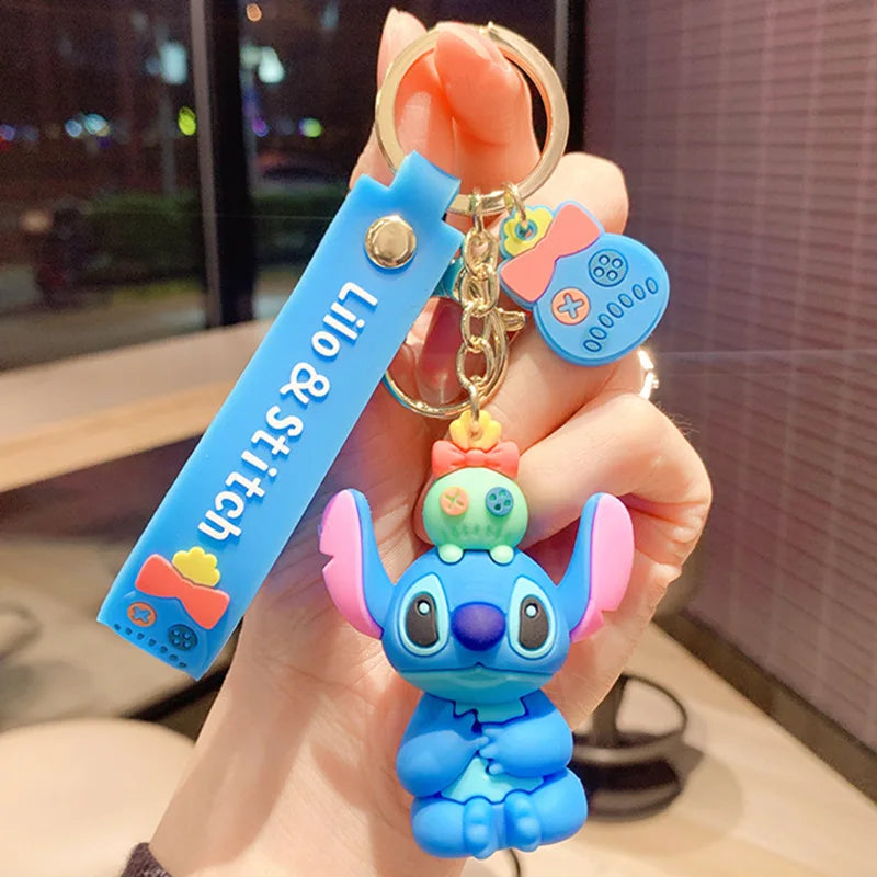 Wholesale Anime Disney Keychain Mickey Mouse Minnie Lilo & Stitch New Cartoon Keyring Key Chain Car Pendant Kids Toys Gifts