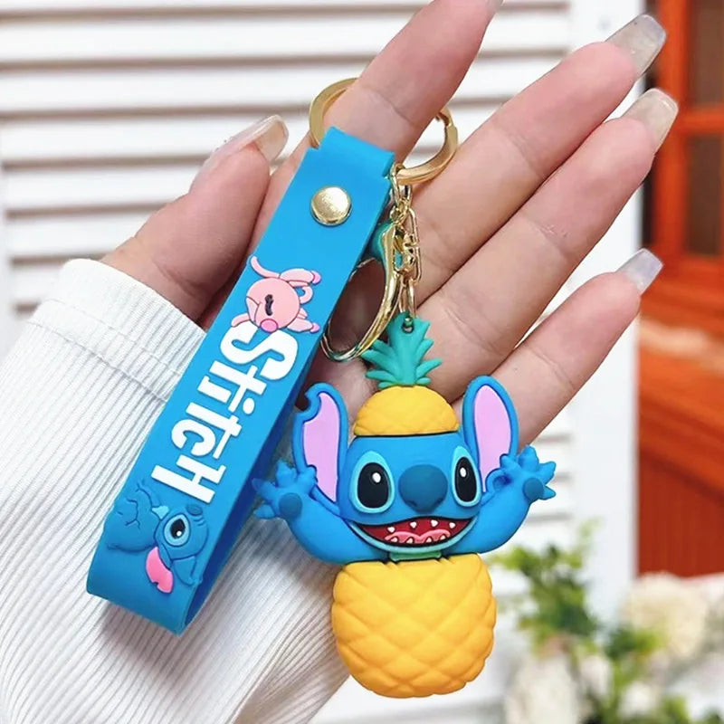 Wholesale Anime Disney Keychain Mickey Mouse Minnie Lilo & Stitch New Cartoon Keyring Key Chain Car Pendant Kids Toys Gifts