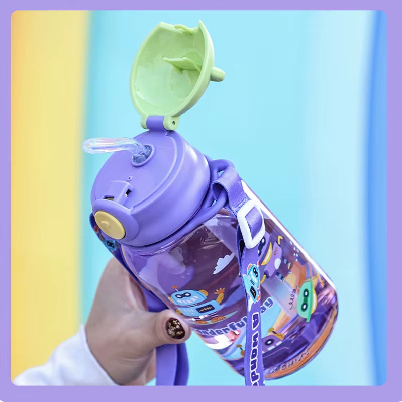 Kids Portable Water Sippy Cup with Straw and Handle