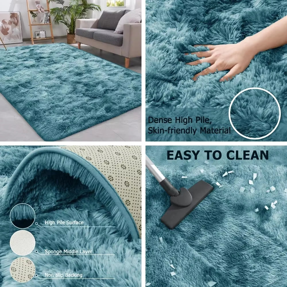 Plush Gray Velvet Carpet for Living Room and Bedroom - Soft, Fluffy Anti-Slip Area Rug for Home Decor and Children's Rooms