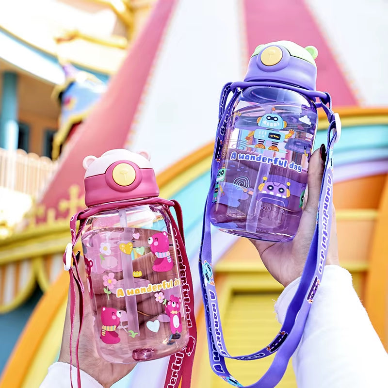 Kids Portable Water Sippy Cup with Straw and Handle