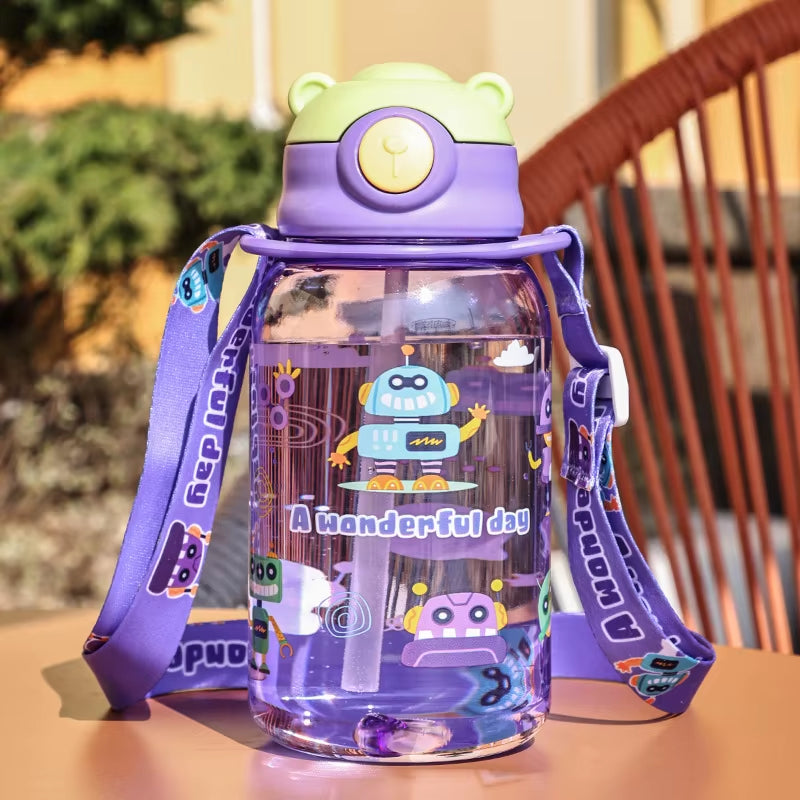 Kids Portable Water Sippy Cup with Straw and Handle