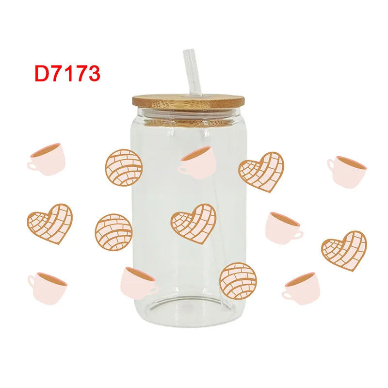 Mexican Style UV DTF Cups Wrap Mexican Pan Breads Ticker DIY Label Transfer Sticker Waterproof Print 16Oz D7171