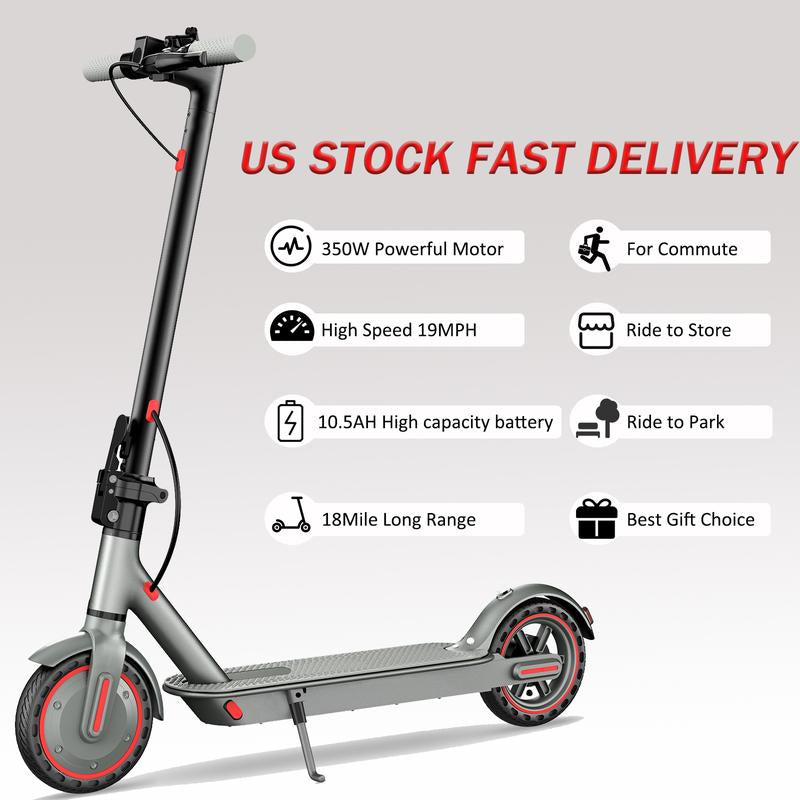 [Commuter Tools]D8 Electeic Scooter for Adults 350W Foldable 36V 10.5AH LED Display 18MPH ,8.5''Solid Tire with Asphalt/Brick/Gravel Road