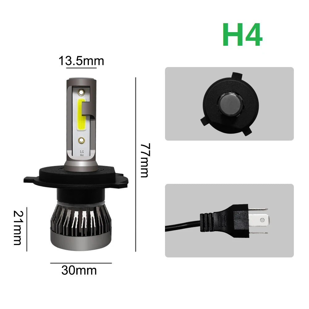 2Pcs LED H4 H7 Car Headlight H1 LED Bulb H8 H11 9005 HB3 9006 HB4 9004 HB1 H3 HB5 H13 Led Lights 20000LM Turbo Lampada 12V