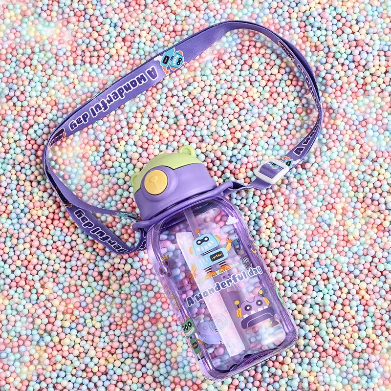 Kids Portable Water Sippy Cup with Straw and Handle