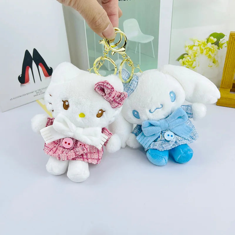 Sanrioed Kawaii Hello Kitty Kuromi Plush Doll Toys Pendant Cute Plush Keychain Bag Pendant Christmas Gifts12Cm