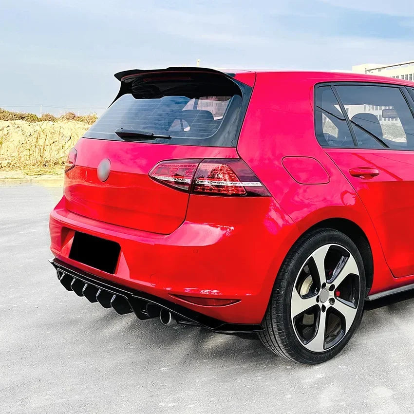 For VW Golf 7 MK7 Standard MK7 GTI GTD 2013 to 2017 Hatchback Car Rear Bumper Diffuser Splitter Spoiler with Brake LED Body Kit